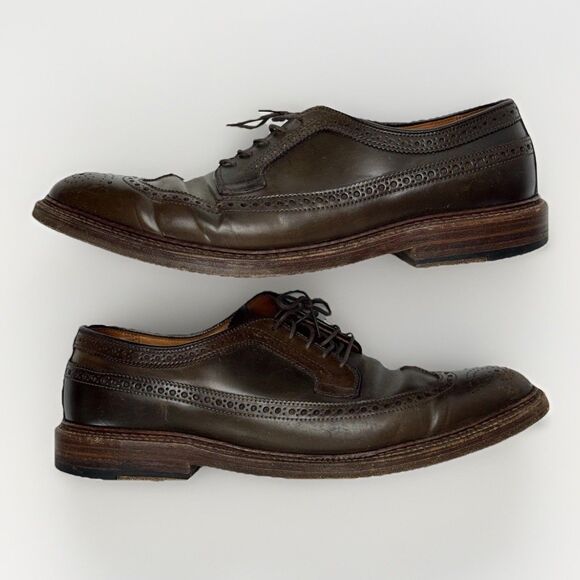 Alden Men’s Longwing Blucher Brogues in Brown Leather, Size 9 B/D (Model 97894) - Picture 1 of 8